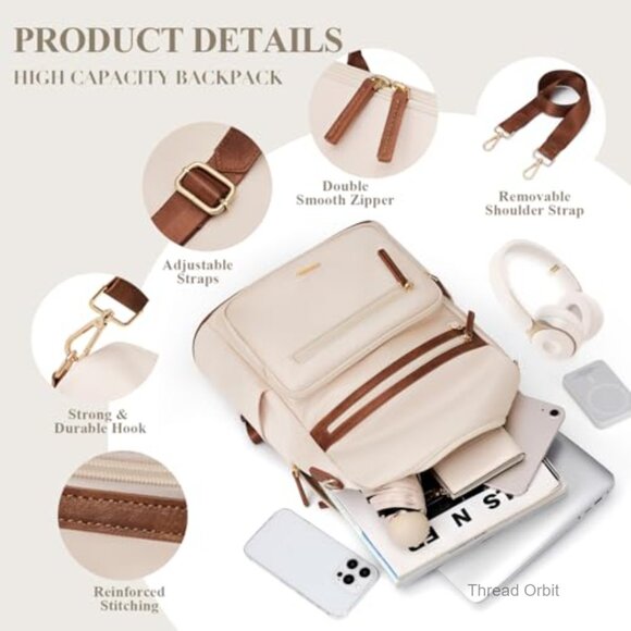 PU Leather Anti-Theft Backpack Purse with 5 Compartments for Women Travel main image 4